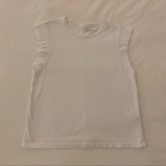 Abercrombie White Relaxed Cap Sleeve Tee - Picture 3 of 4